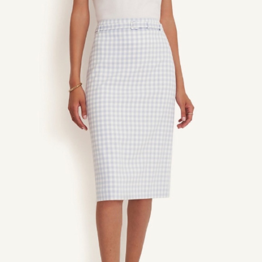 NWOT Ann Taylor Gingham Belted Pencil Skirt